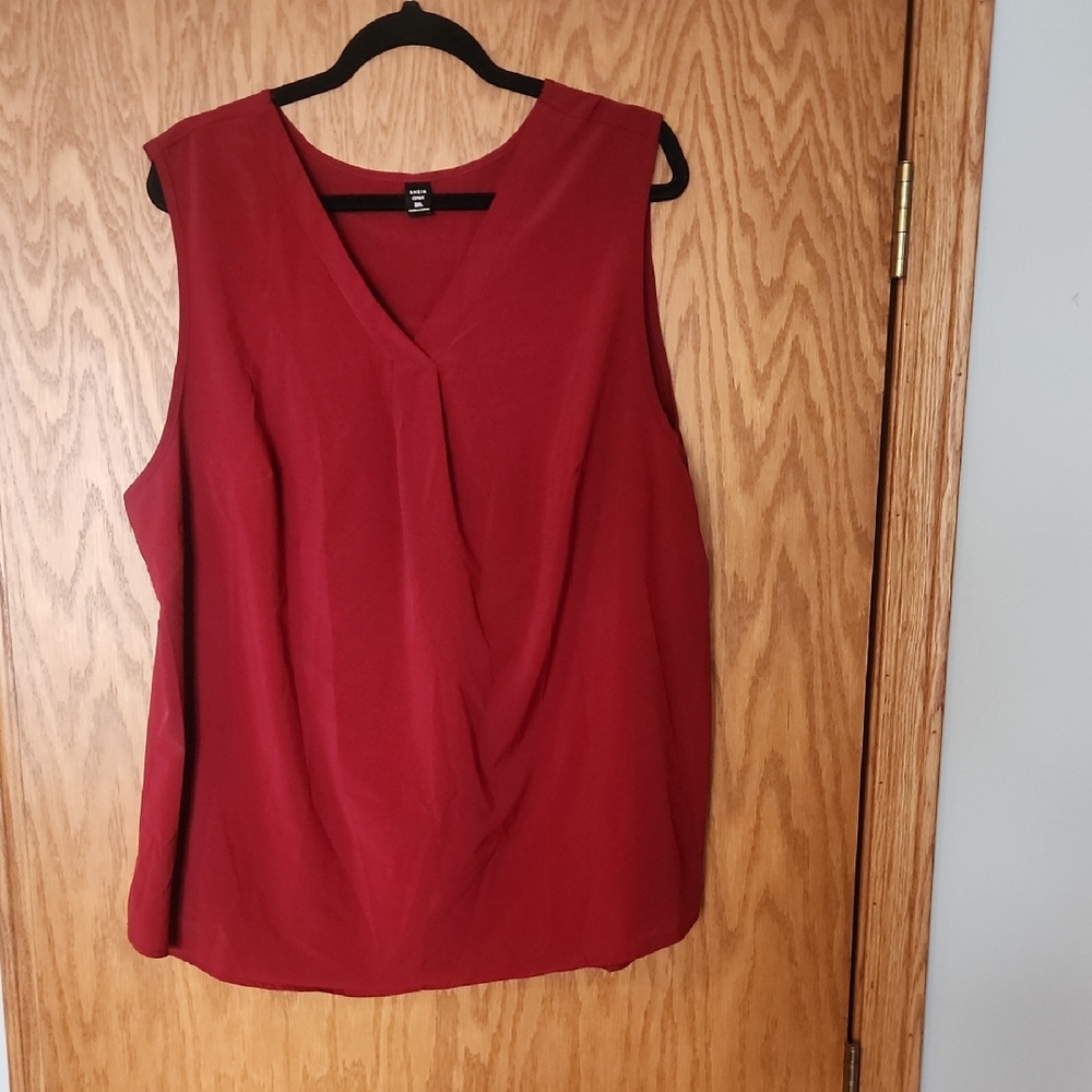 SHEIN Deep Red/ Burgundy Sleeveless Blouse, Size 3x